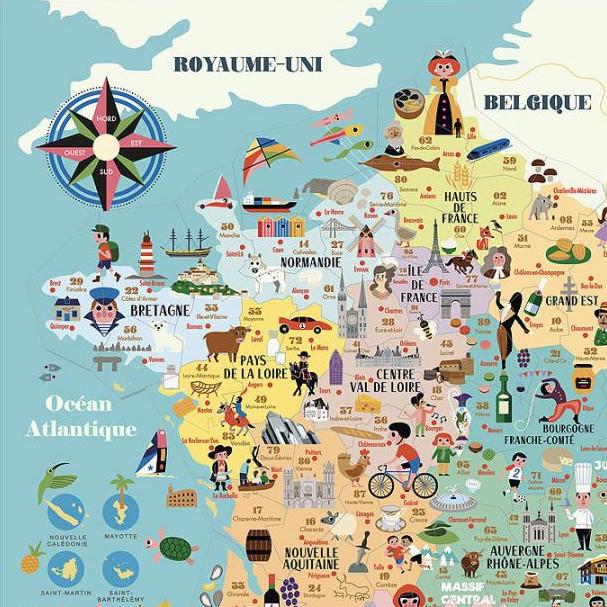 ♡ Carte de France Magnetique ⅠⅠ Vilac ⅠⅠ Cailloux Bleus